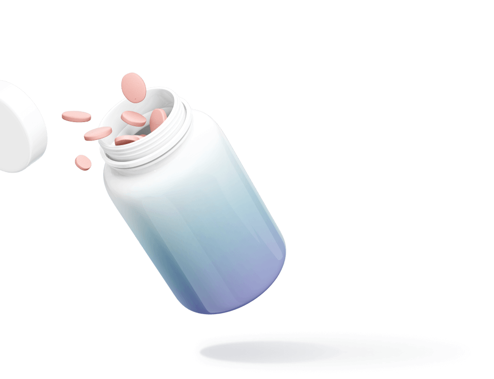 Open Medicine Bottle with Pills Flying Out